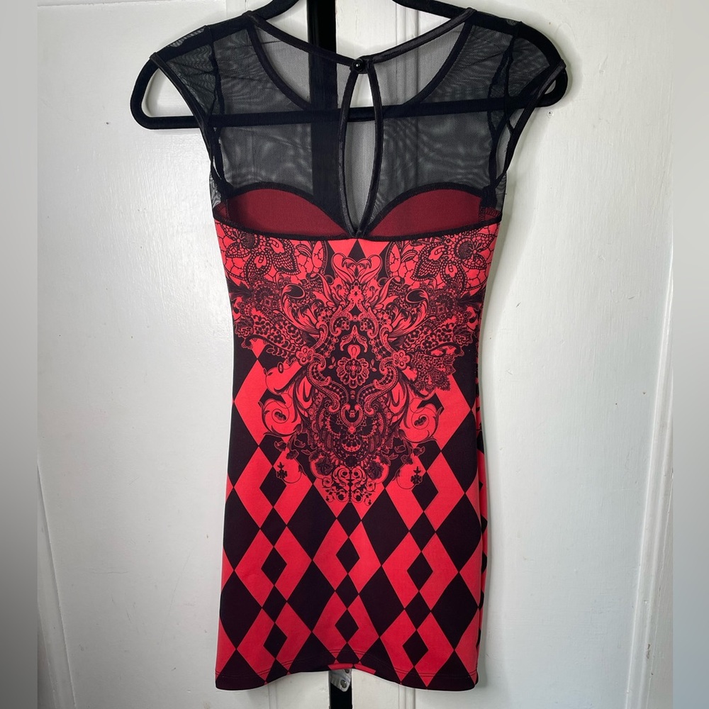 Sabora black & red stretch body-con mini dress S Harley Quinn